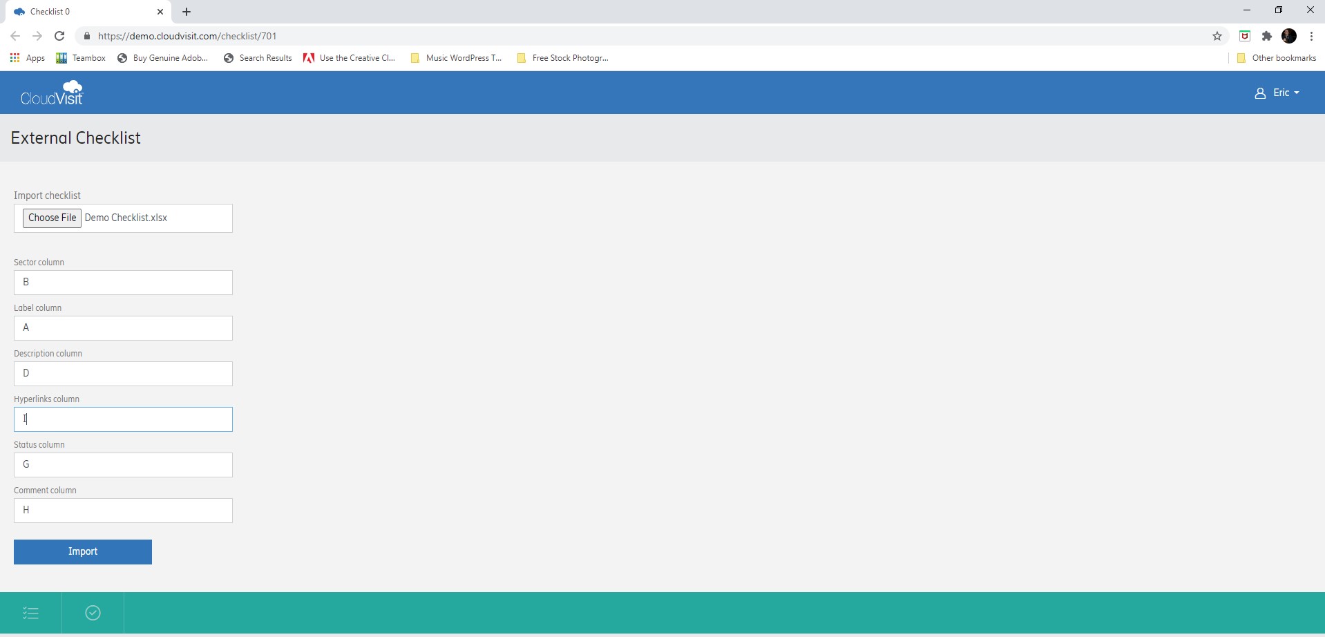 Checklist mapping interface of CloudVisit Remote Inspection software